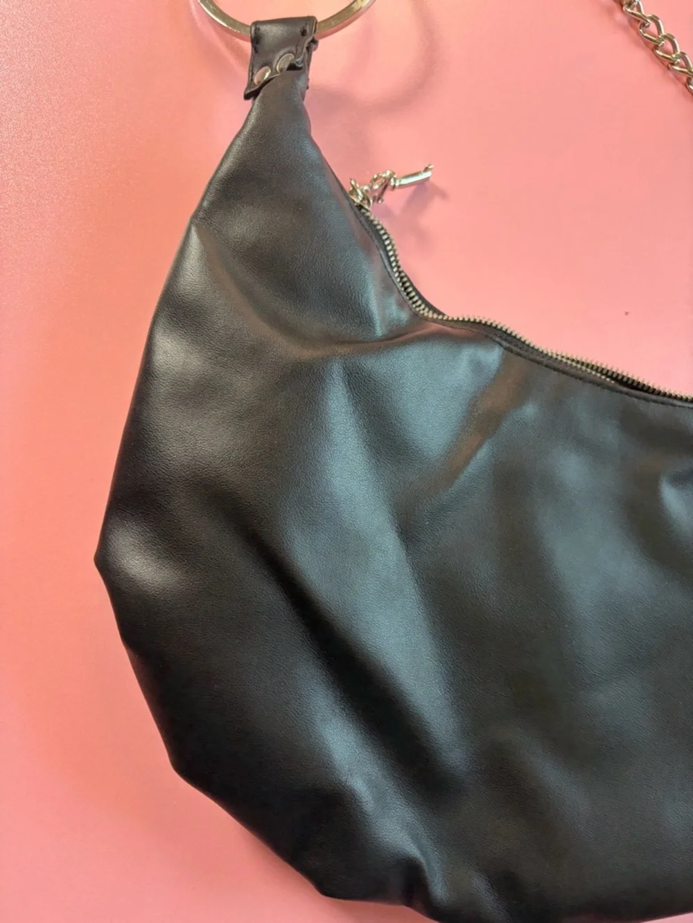 vintage y2k‎ Hot Topic black vinyl chain link handcuff hobo bag